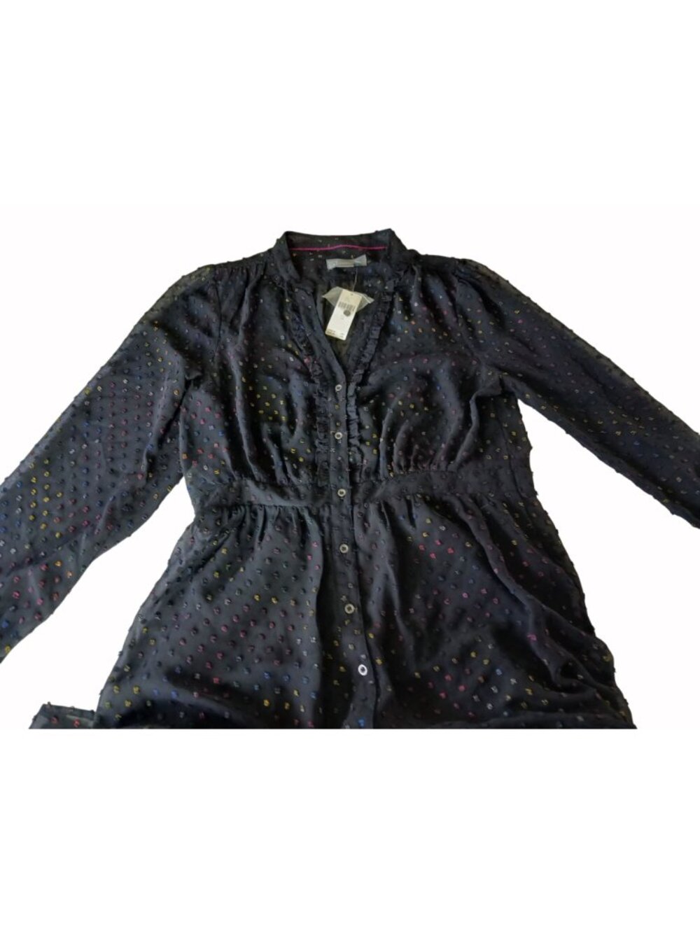 Anthropologie Sheer Audrey Tiered Midi Dress Size 14 Whimsy Goth Clip Dot New - Picture 12 of 16